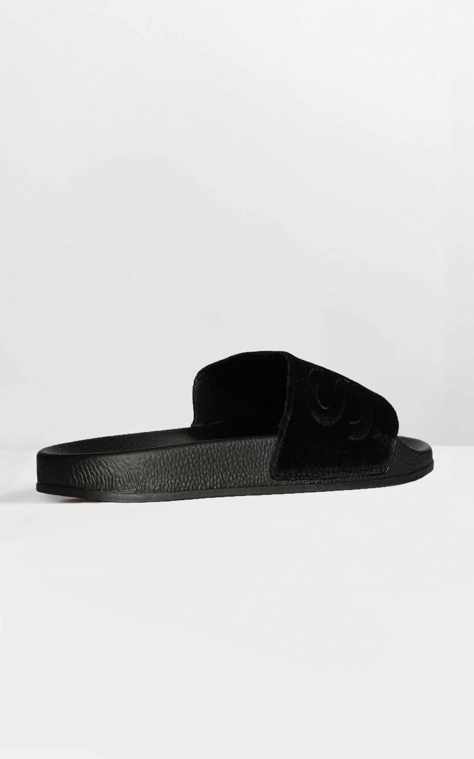 Superga 1908 Velvet Slides In Black Showpo