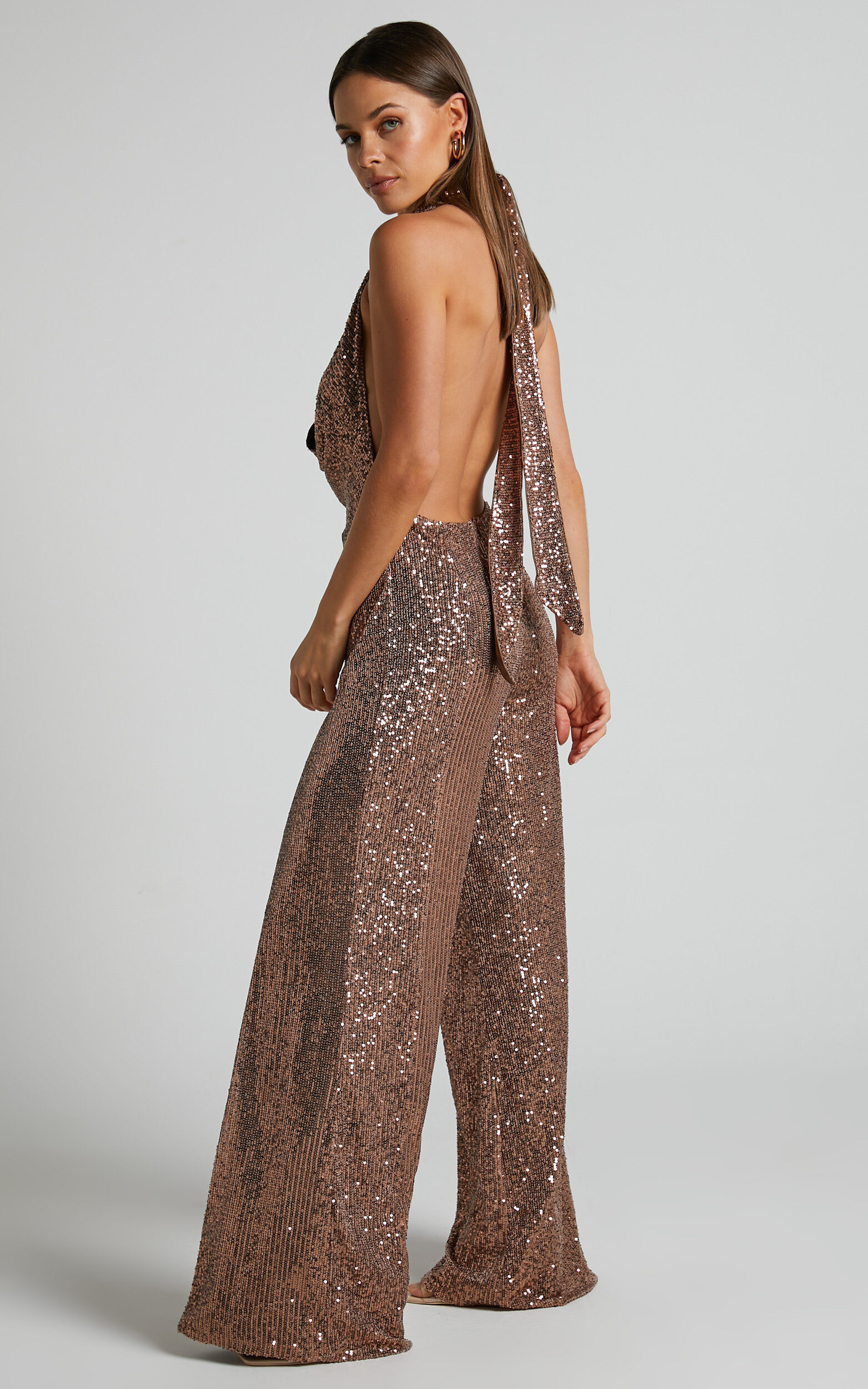 Bronze sequin jumpsuit deals