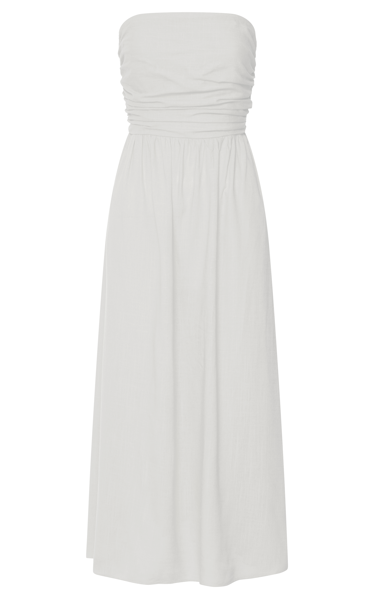 Polly Midi Dress - Strapless Ruched Dress in White | Showpo USA