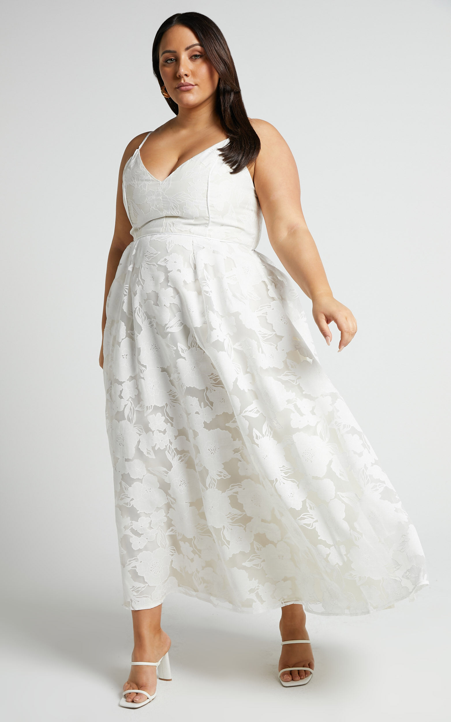 White flare maxi dress top
