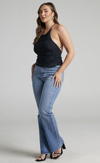 Merthiel Top - Cross Back Top in Black
