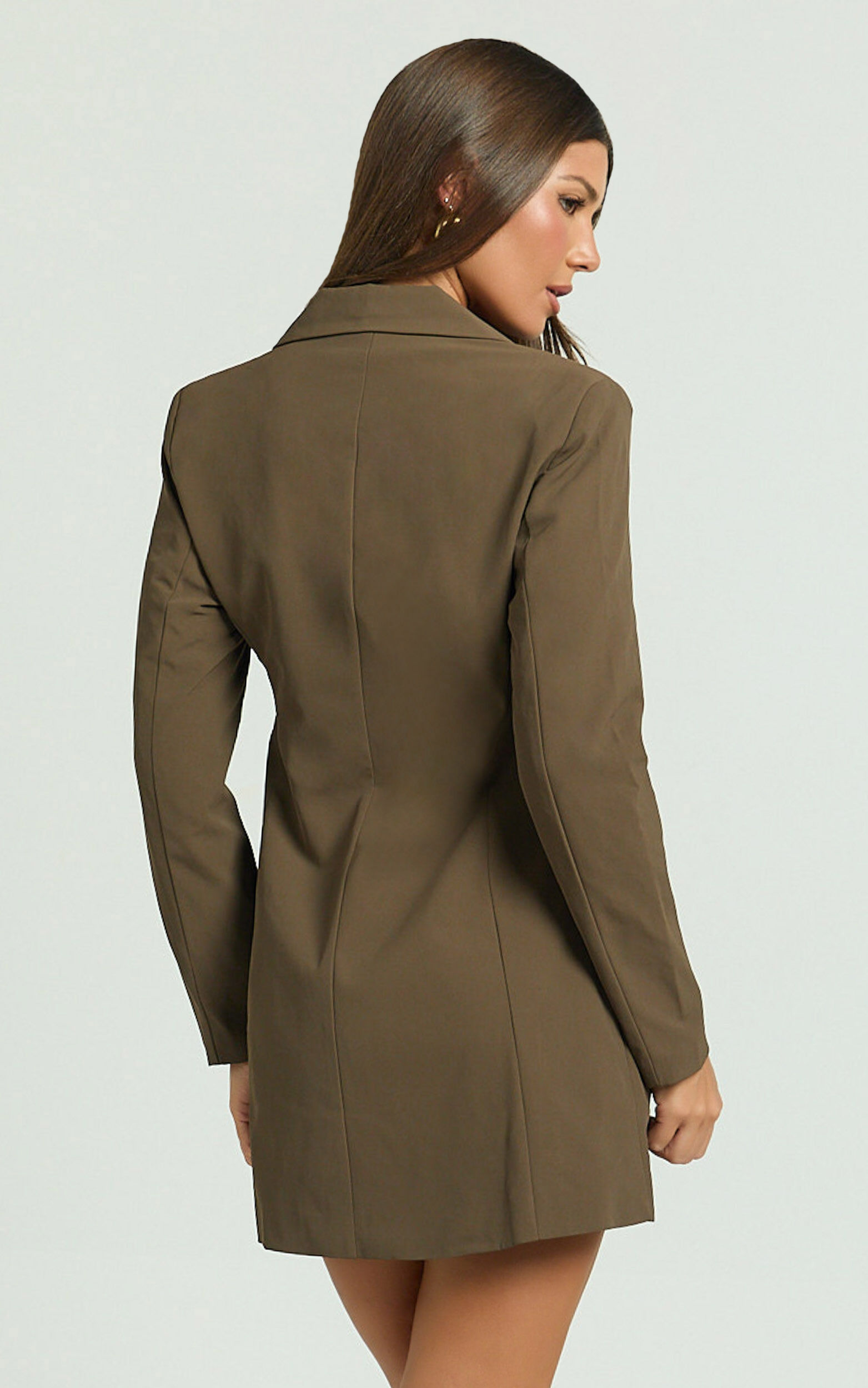 Amery Mini Dress Button Front Blazer Dress in Chocolate