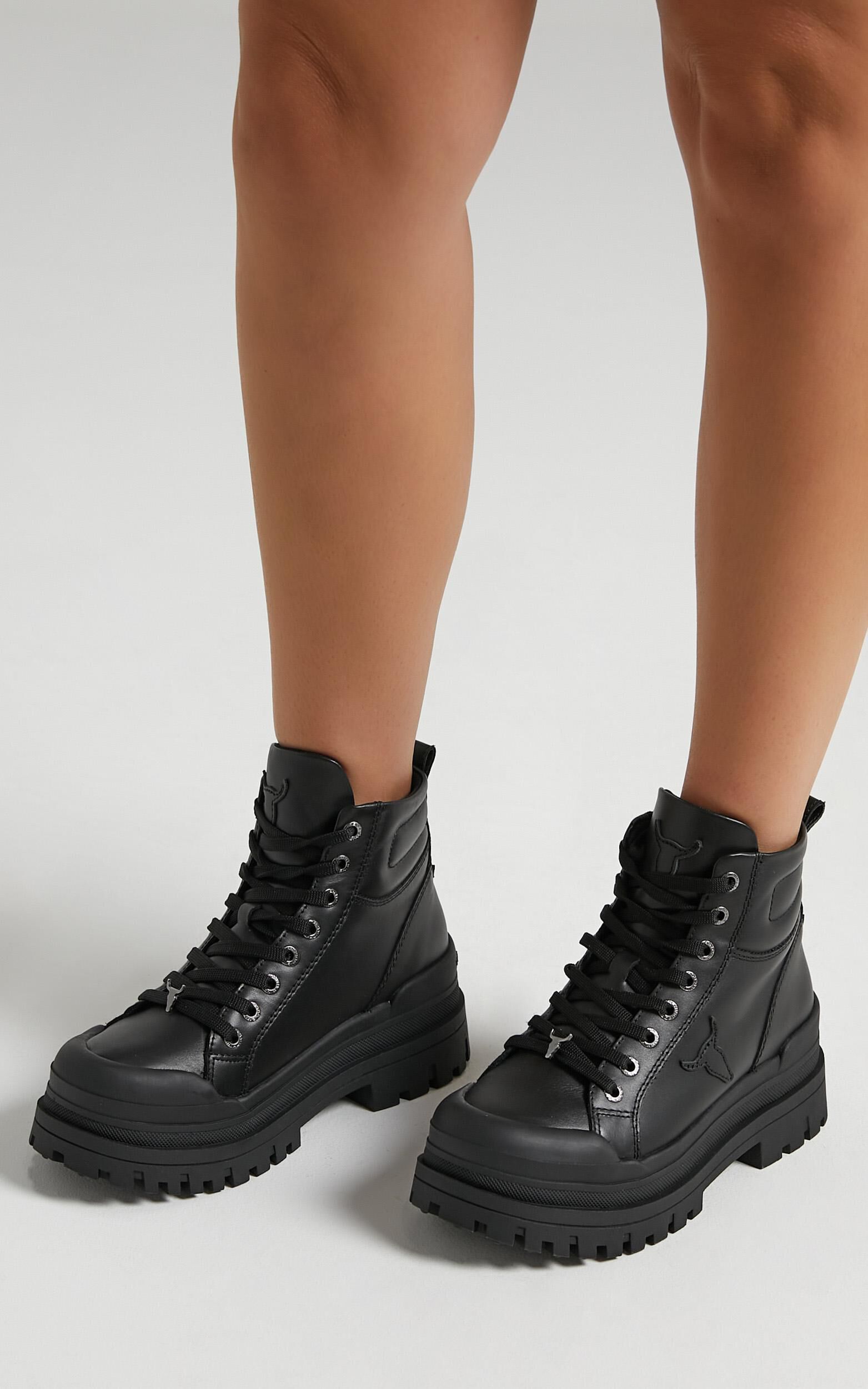 Windsor Smith Disaster Boots in Black Leather Showpo