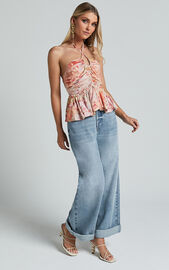 Amalie The Label - Herrera Mid Rise Wide Leg Denim Jeans in Mid Blue ...