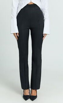 Brienne Pants - High Rise Split Hem Slim Pants in Black