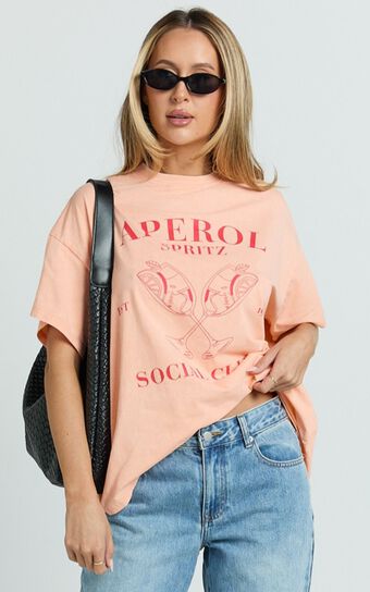 Jessica Top - Aperol Oversized Print Tee in Orange