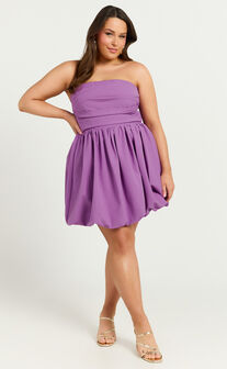Shaima Mini Dress - Strapless Bubble Hem Dress in Orchid