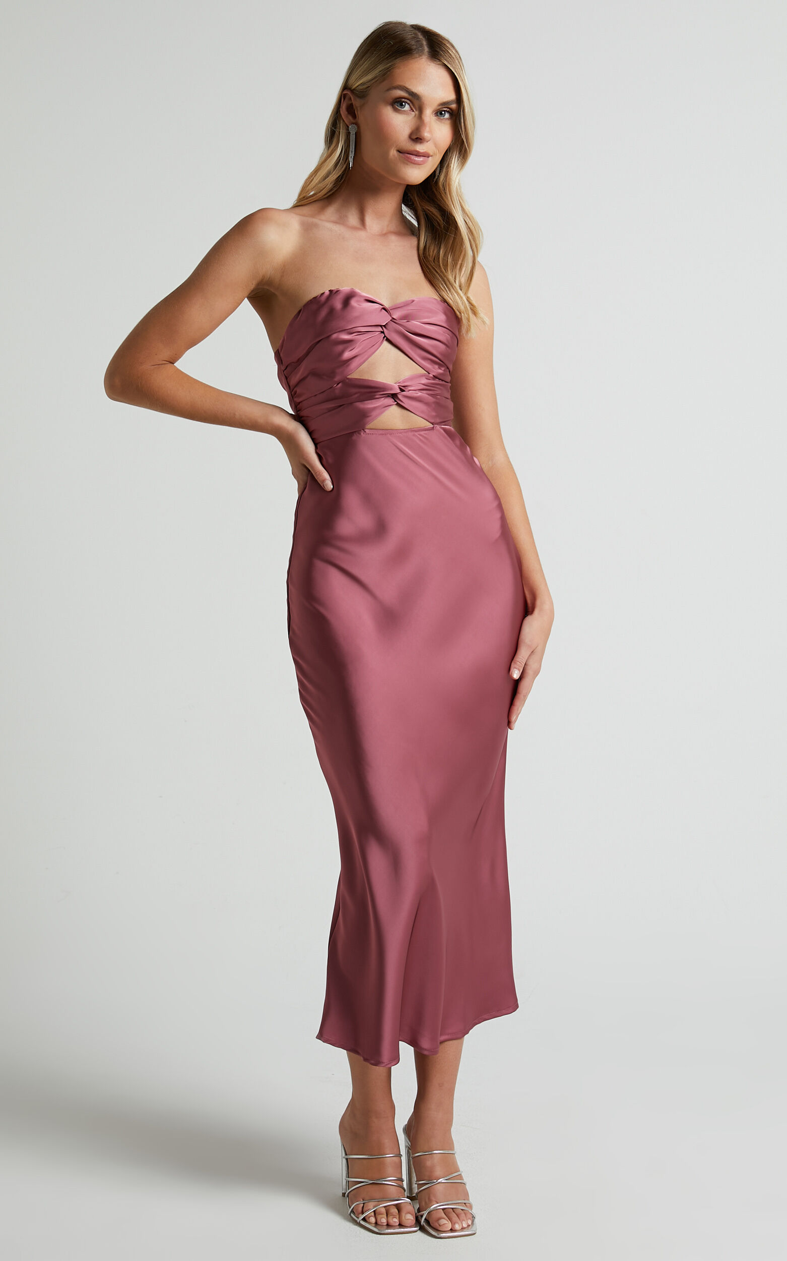 Twist front satin dress top