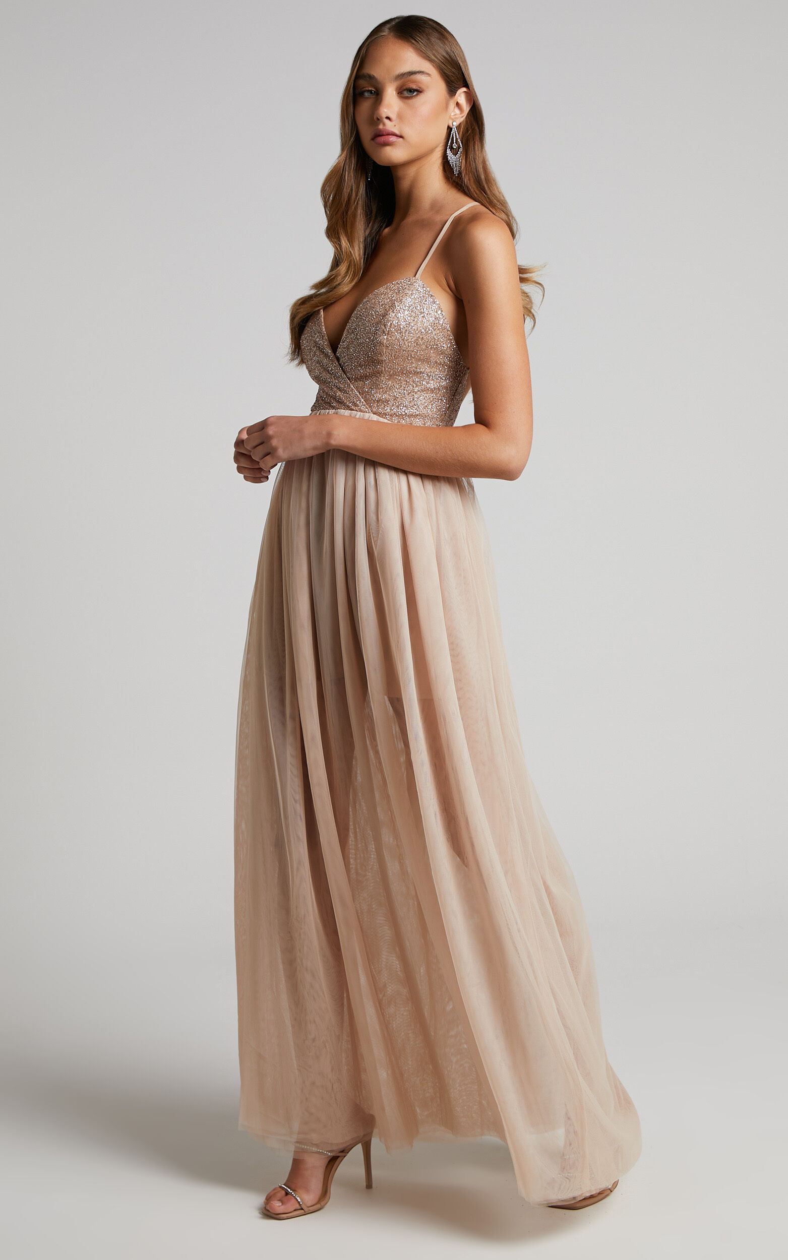 Nude glitter cheap dress