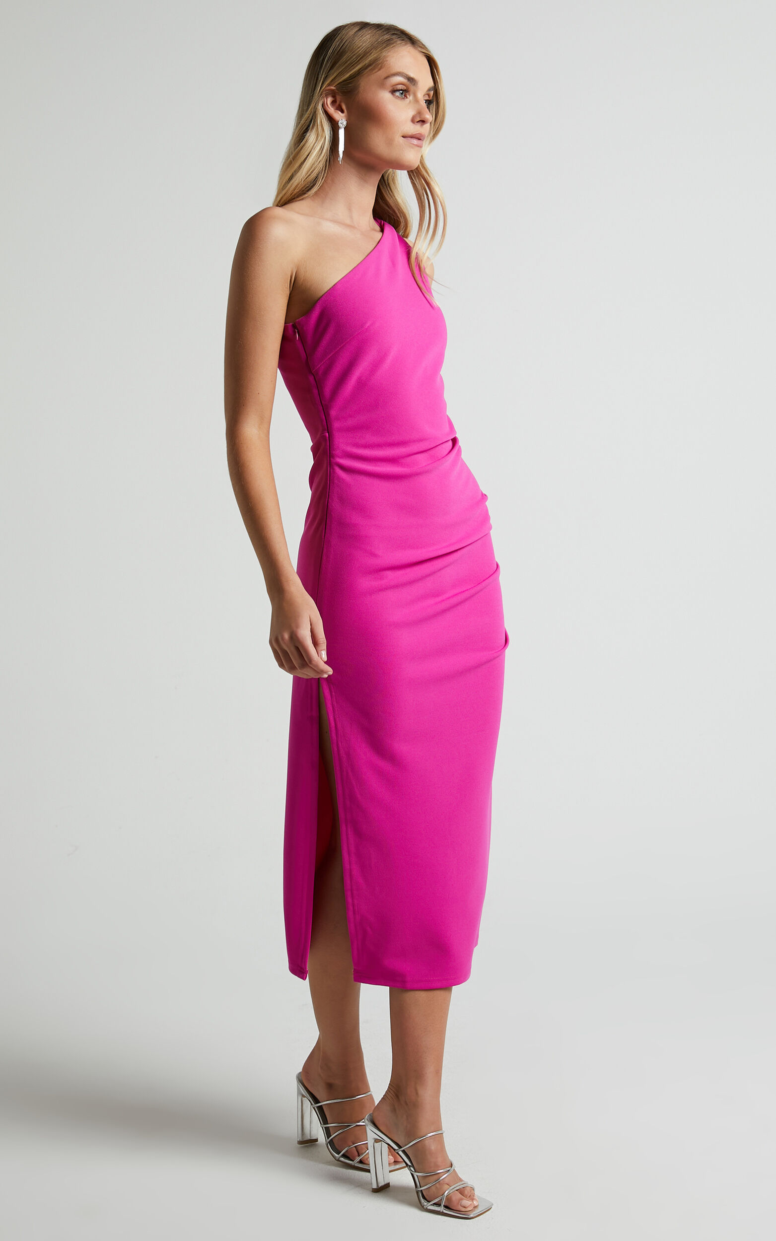 Monette Midi Dress - One Shoulder Straight Dress in Grape | Showpo