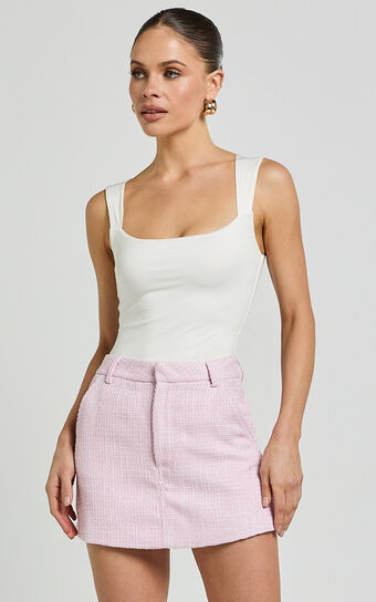 Valerie Skort - High Waist Mini Tweed Skort in Light Pink