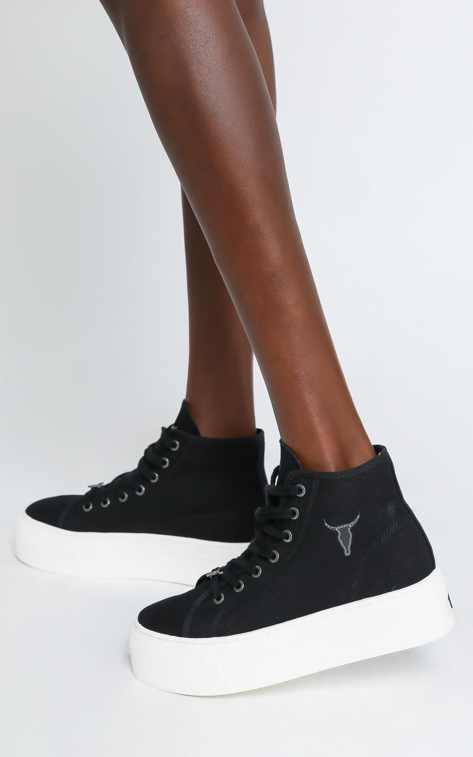 Windsor Smith Runaway Sneakers in Black Canvas Showpo