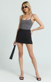 Daramie Bodysuit - Underbust Detail Bodysuit in Charcoal | Showpo USA