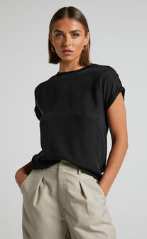 Rhialyn Top - Long Sleeve Sheer Top in Black