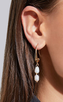 Hillary Earrings - Layered Pearl Hook Earrings in Gold