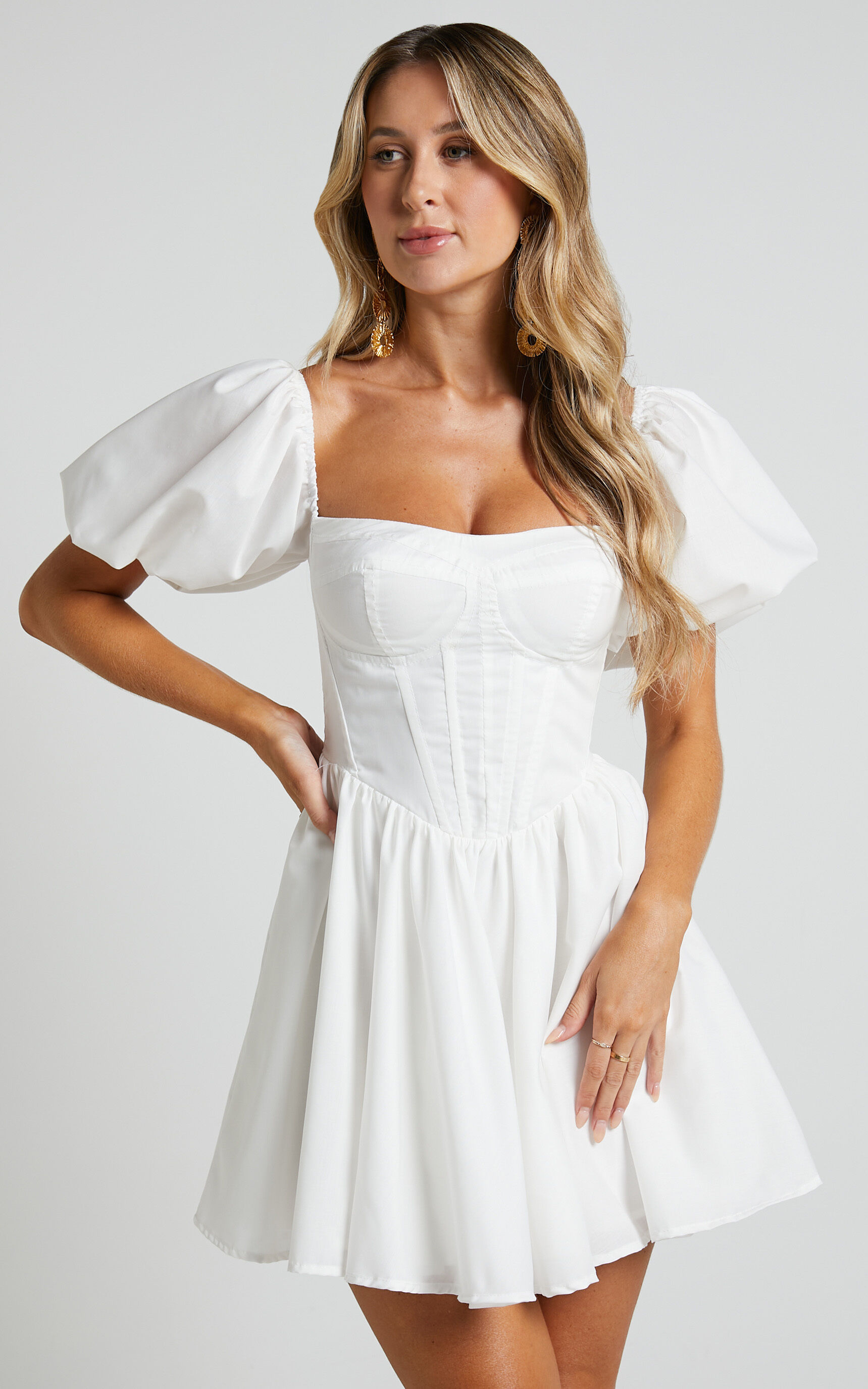 White bustier cheap dress