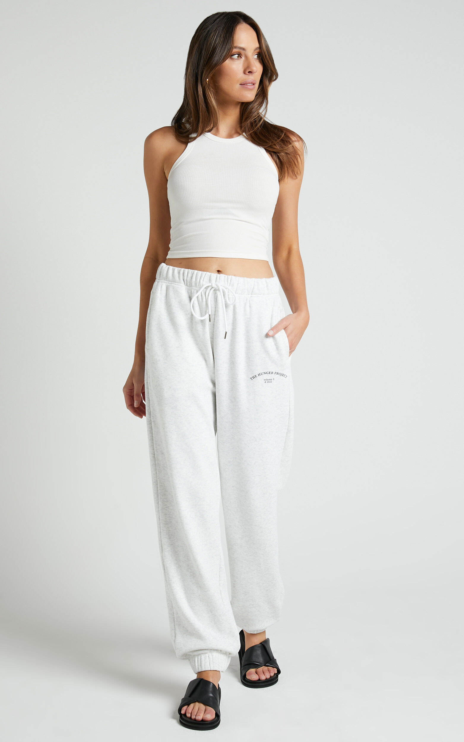 The Hunger Project x Showpo THP Track Pant in White Marle Showpo EU