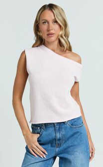 Marilou Top - Knit Off Shoulder Top in Pink
