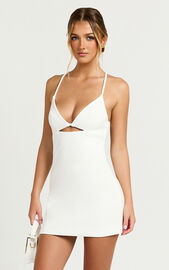 Teagan Mini Dress - Cut Out Low Back Bodycon Dress in White | Showpo USA