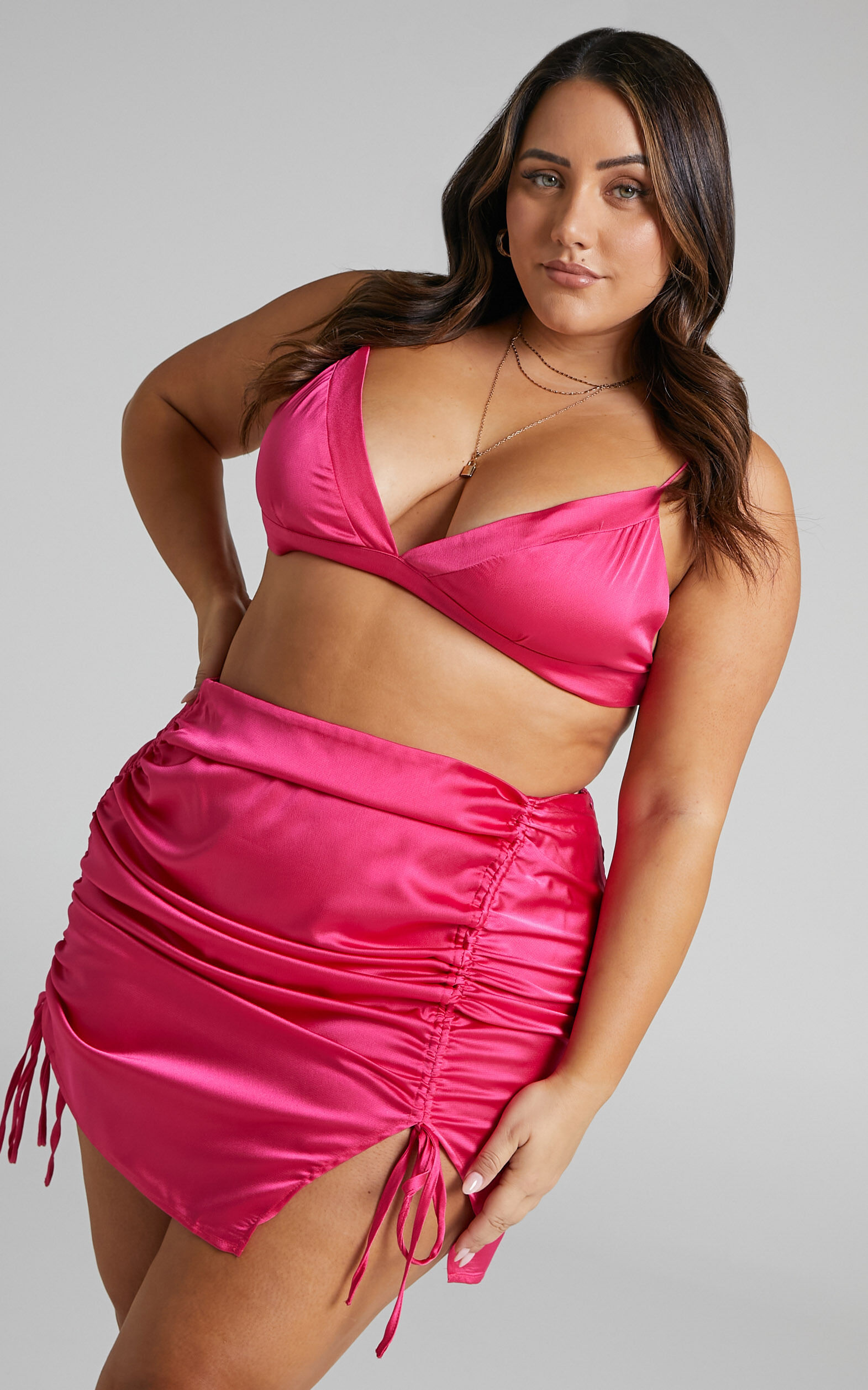 Plus size satin mini skirt sale