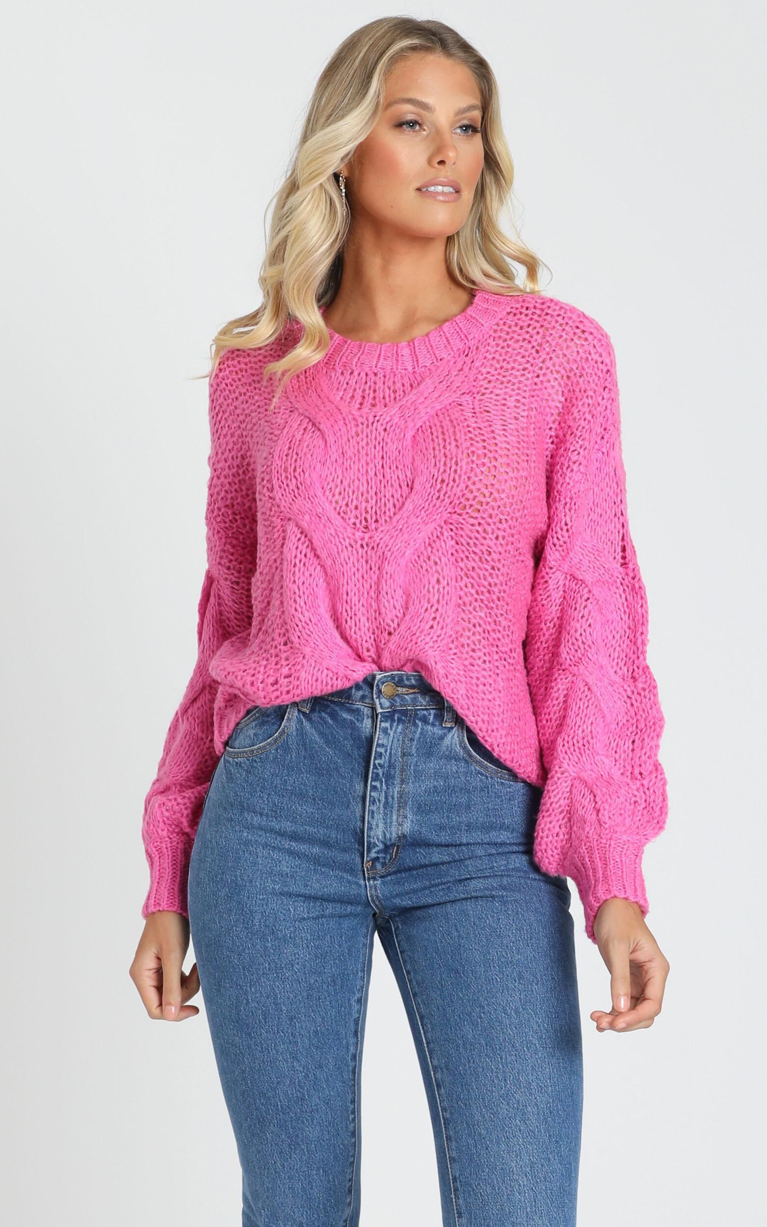 Jules Cable Knit Jumper in Hot Pink