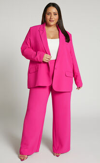 Bonnie Pants - High Waisted Tailored Wide Leg Pants in Pink