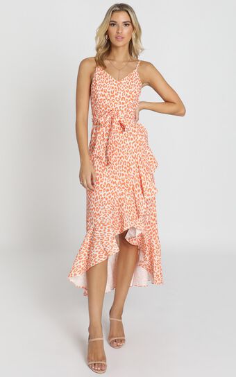 Current Situation Dress In Orange Print 