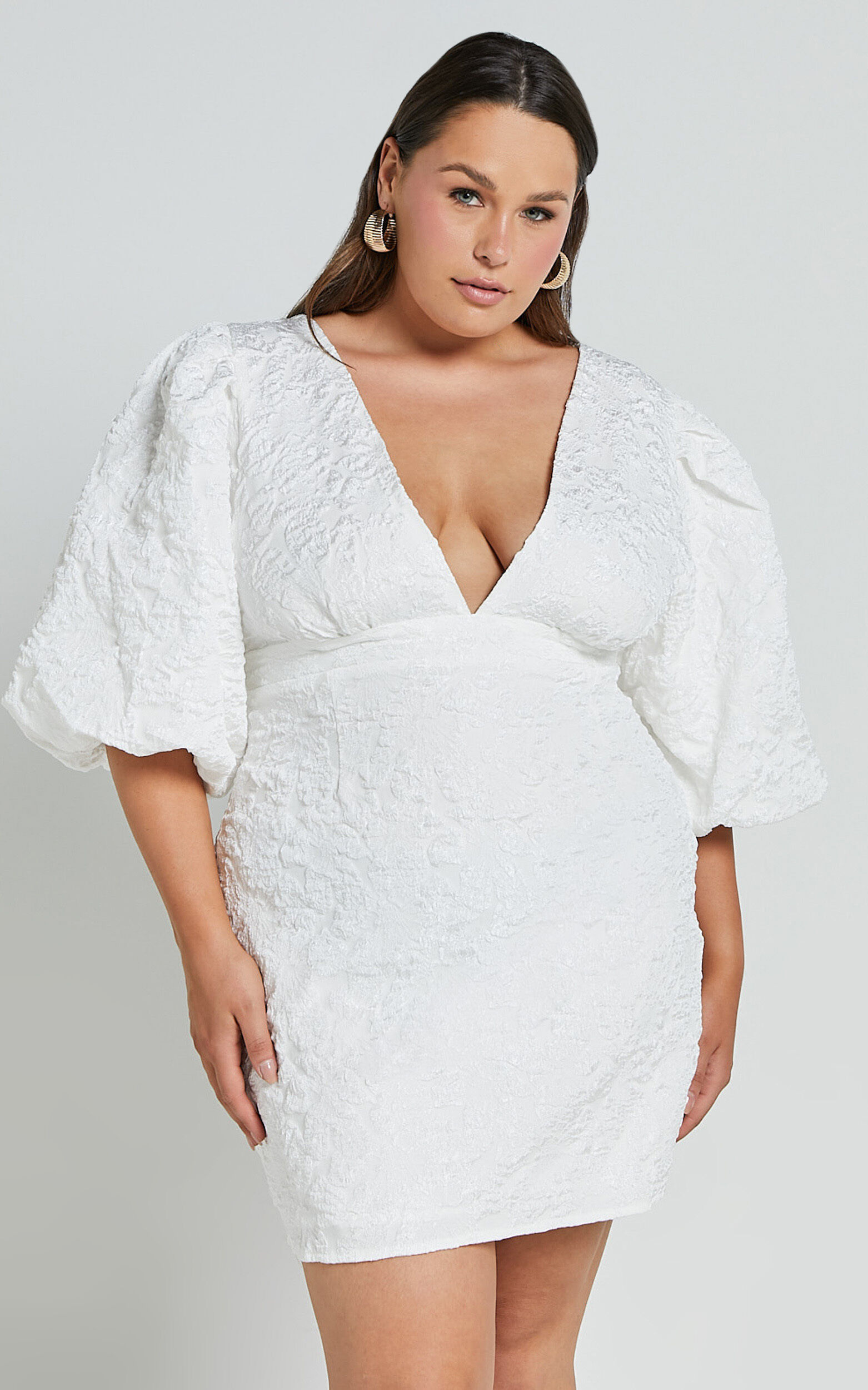Miley Mini Dress V Neck Bodycon Dress in White Showpo EU