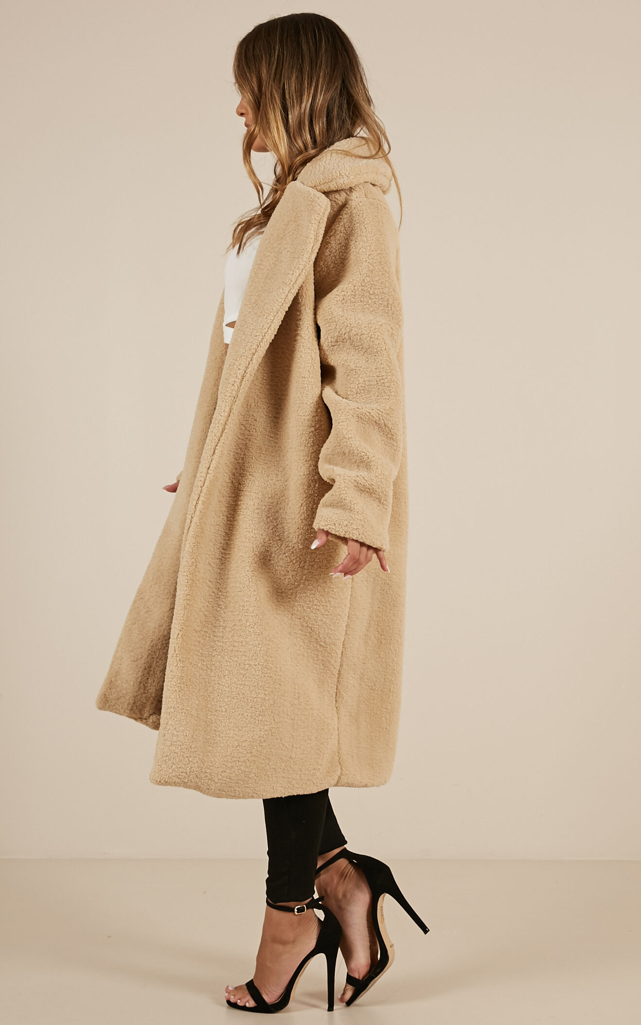 Reach Up High Coat In Beige Teddy Showpo EU