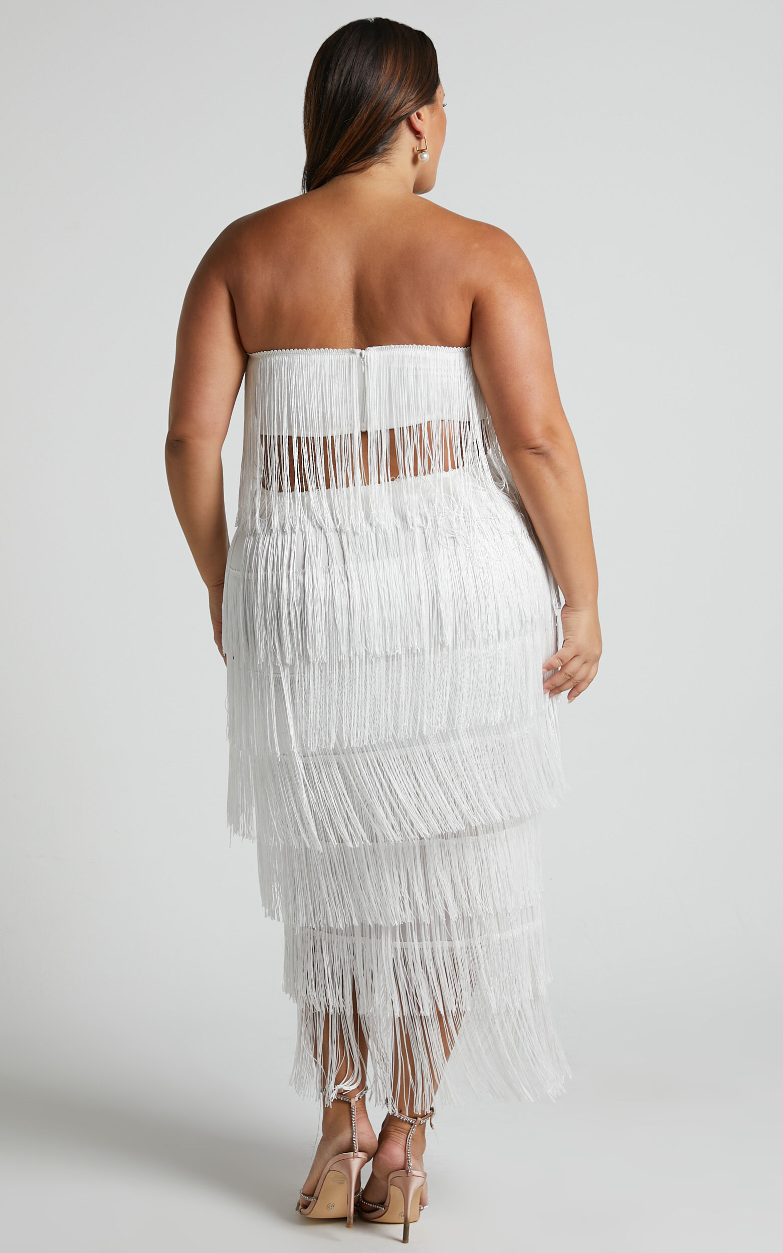 White fringe midi skirt sales