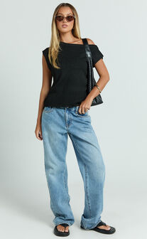 Marilou Top - Knit Off Shoulder Top in Black