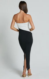 Hayley Midi Dress - Strapless Bodycon Dress in Black/White | Showpo