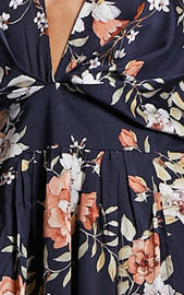 Vacay Ready Midi Dress - Plunge Thigh Split Dress in Navy Multi Floral ...