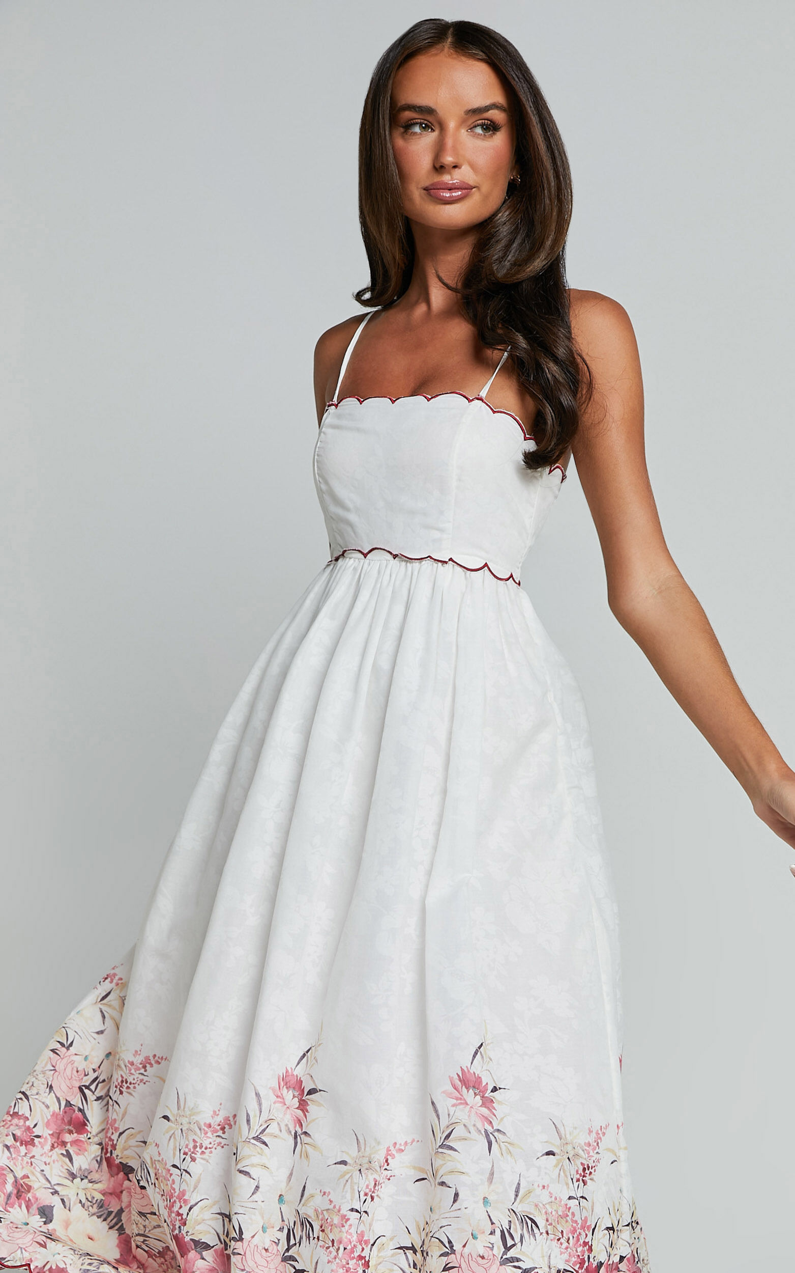 White midi dress spaghetti strap top