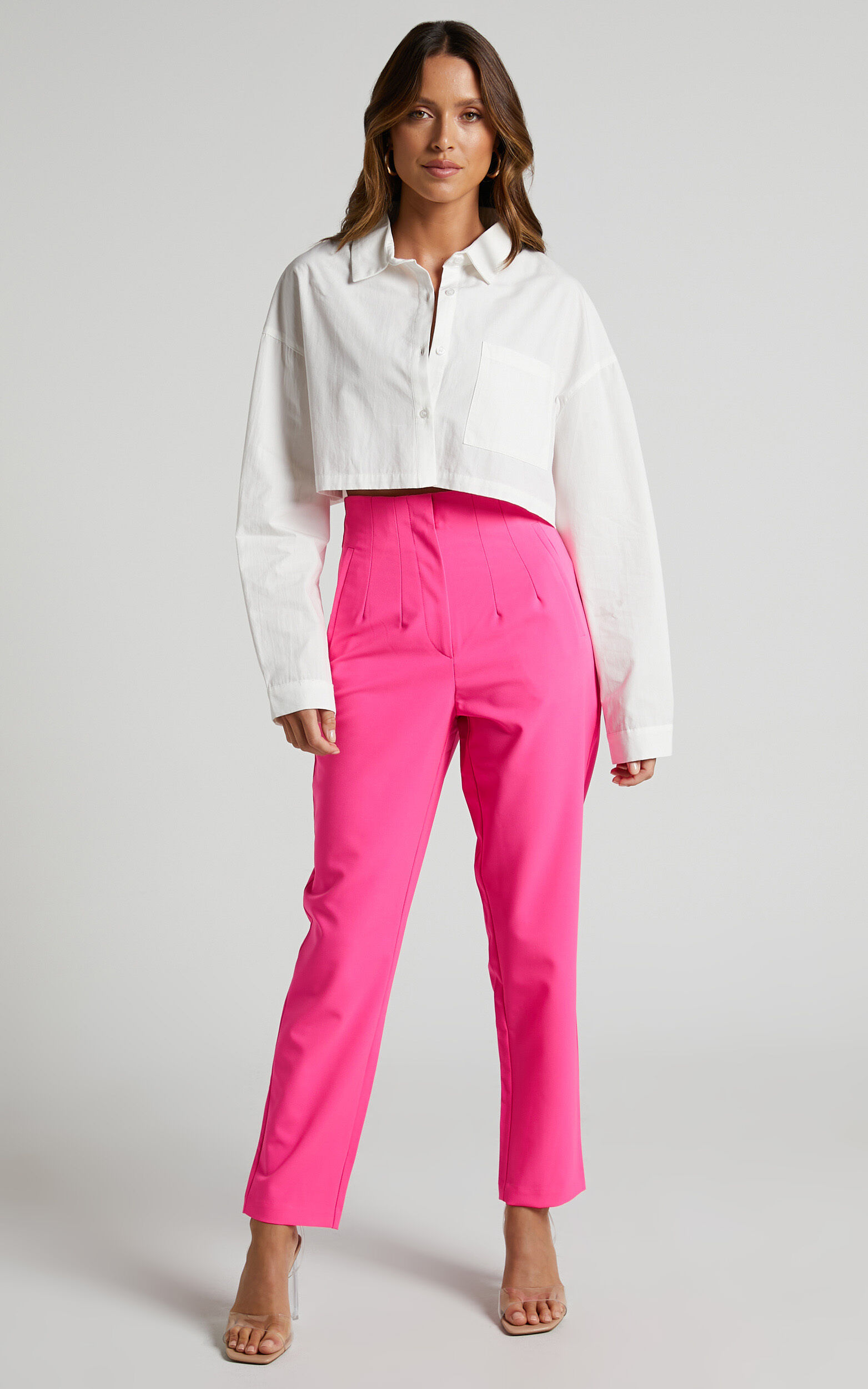 Pink cut hotsell off trousers