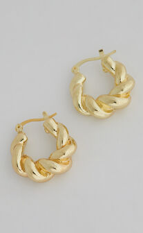 Kharly Earrings - Twist Hoop Earrings in Gold