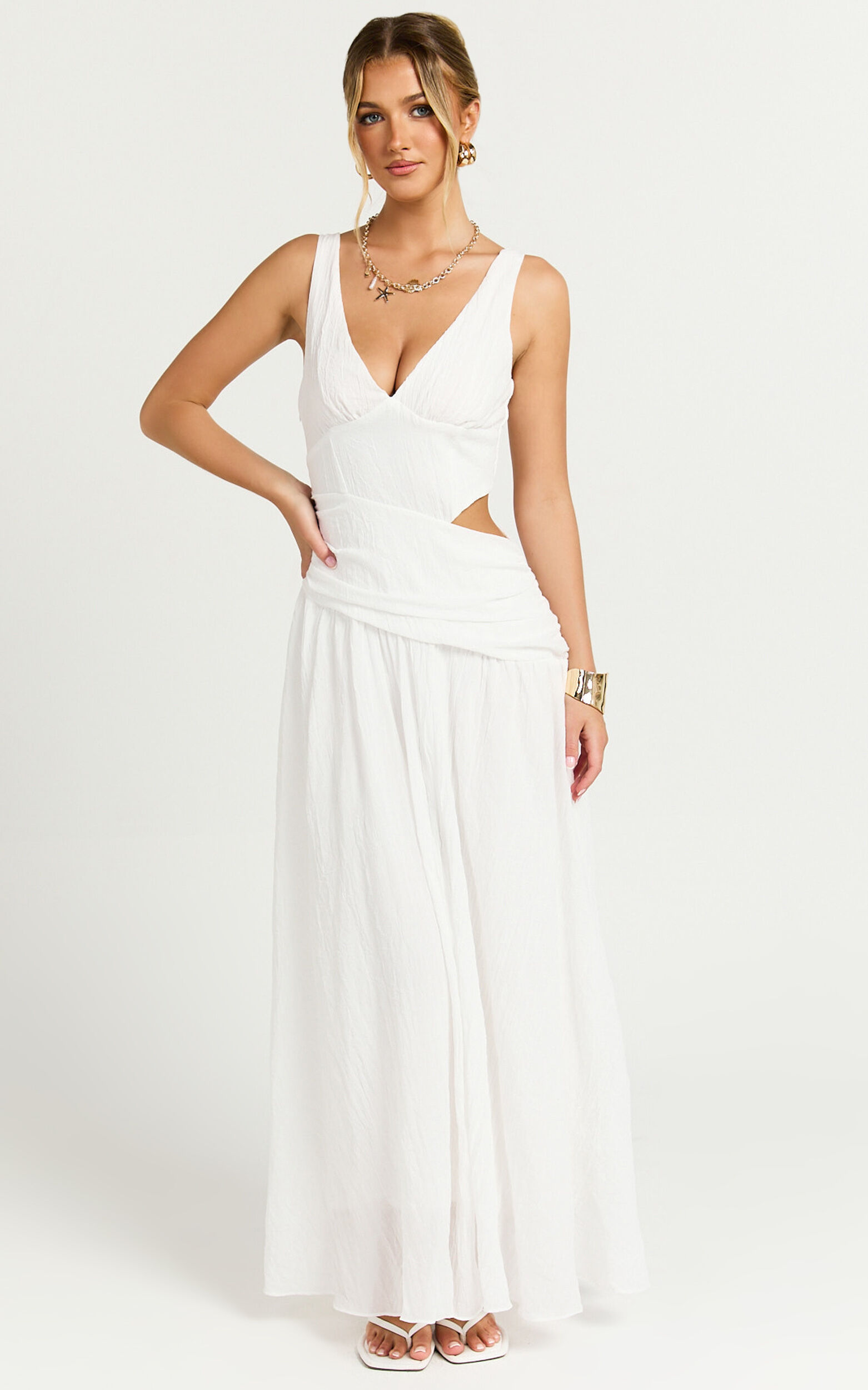 V neck drop waist dress top
