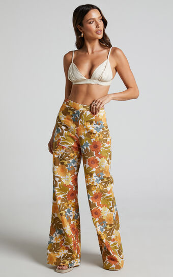 Amalie The Label - Johayna Linen Tie Back Linen Bralette in Oat