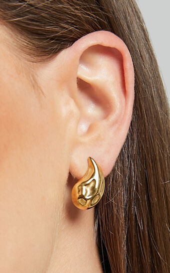 Isabelle Earrings - Chunky Teardrop Stud Earrings in Gold