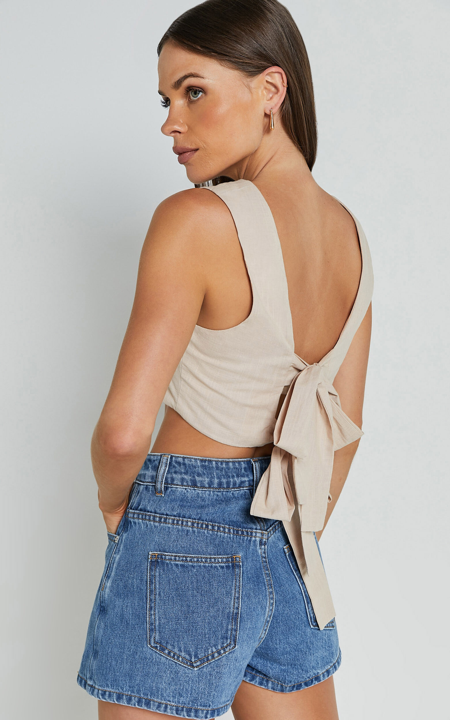 Loxley Top - Tie Up Top in Natural - 06, NEU2