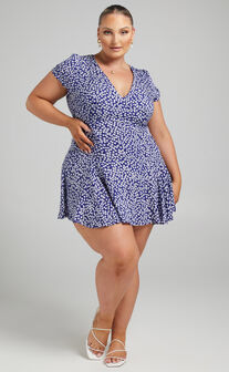 Bettina Mini Dress - Short Sleeve Dress in Navy