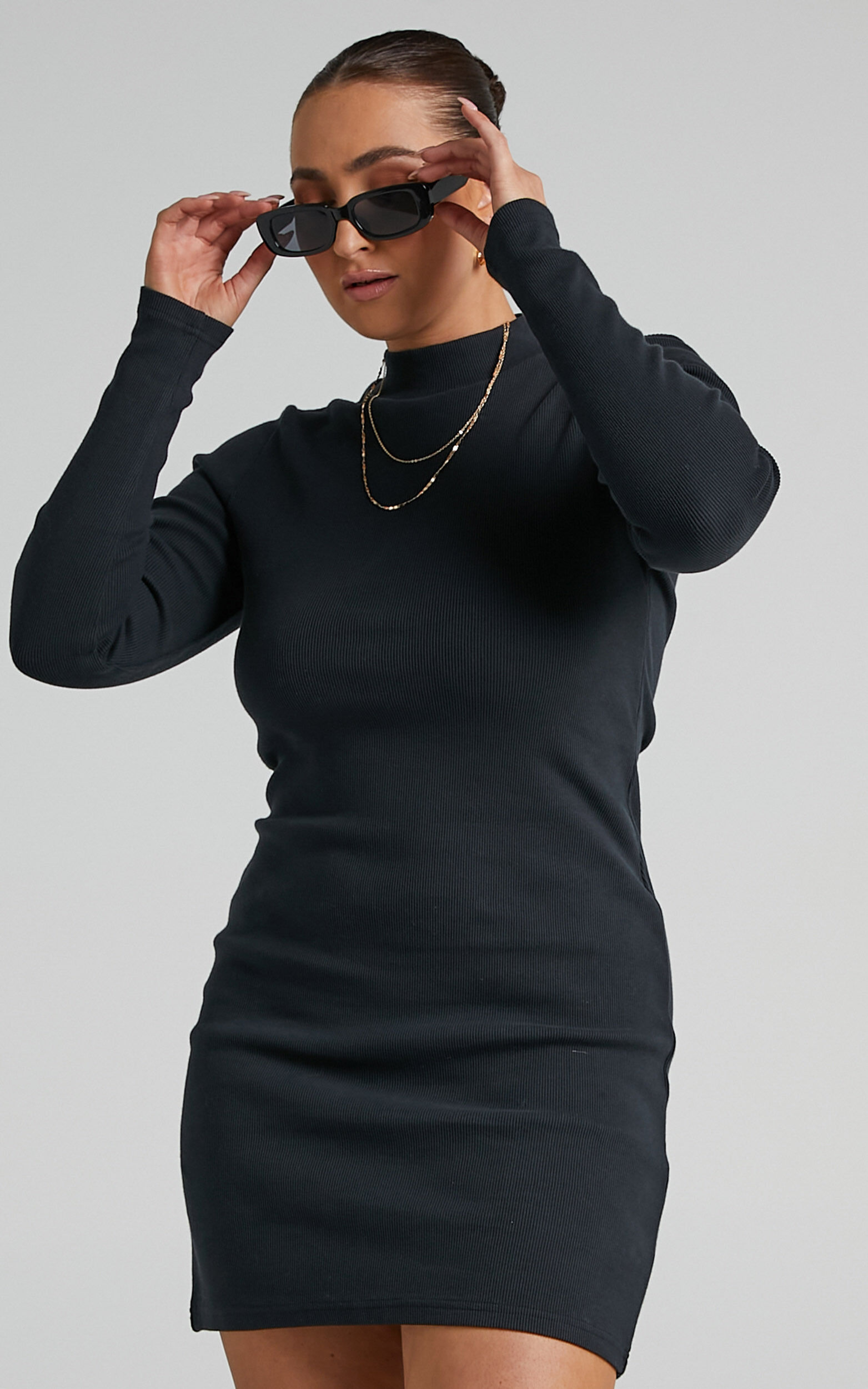 Neuw Jonesy Long Sleeve Dress in Black Showpo USA