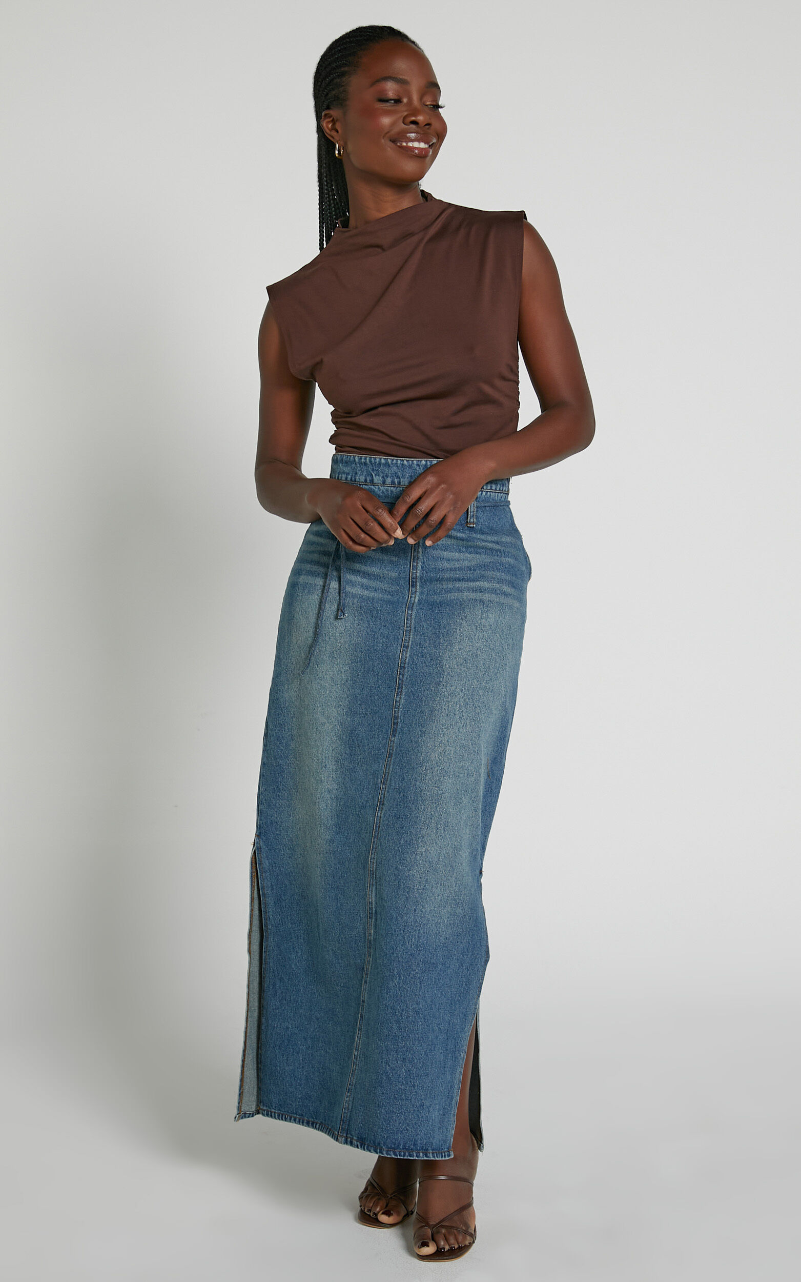 Denim midi 2025 skirt quality