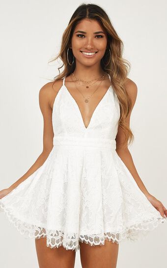 Good Friend Playsuit In White Lace