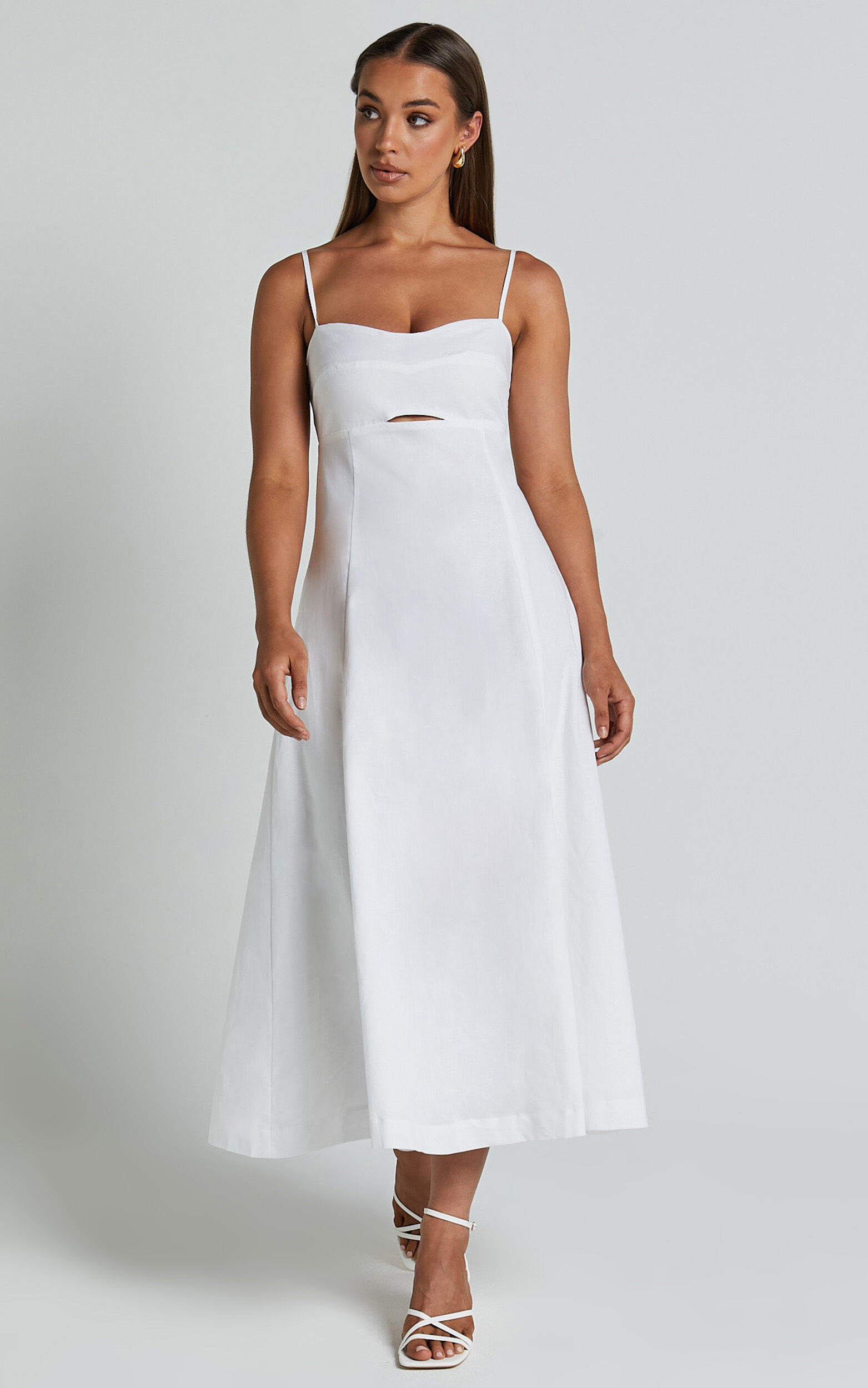 White midi dress deals a line