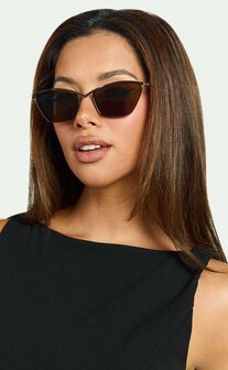 Alodia Sunglasses - Cat Eye Thin Rim Sunglasses in Brown