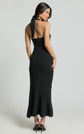 Maris Maxi Dress - Full Length Halter Tie Neck Dress in Black | Showpo