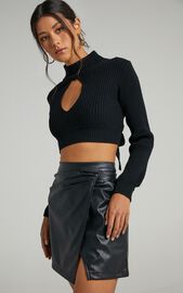 Shani Skirt in Black Leatherette | Showpo USA