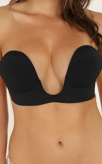 Plunge Stick On Bra in Black