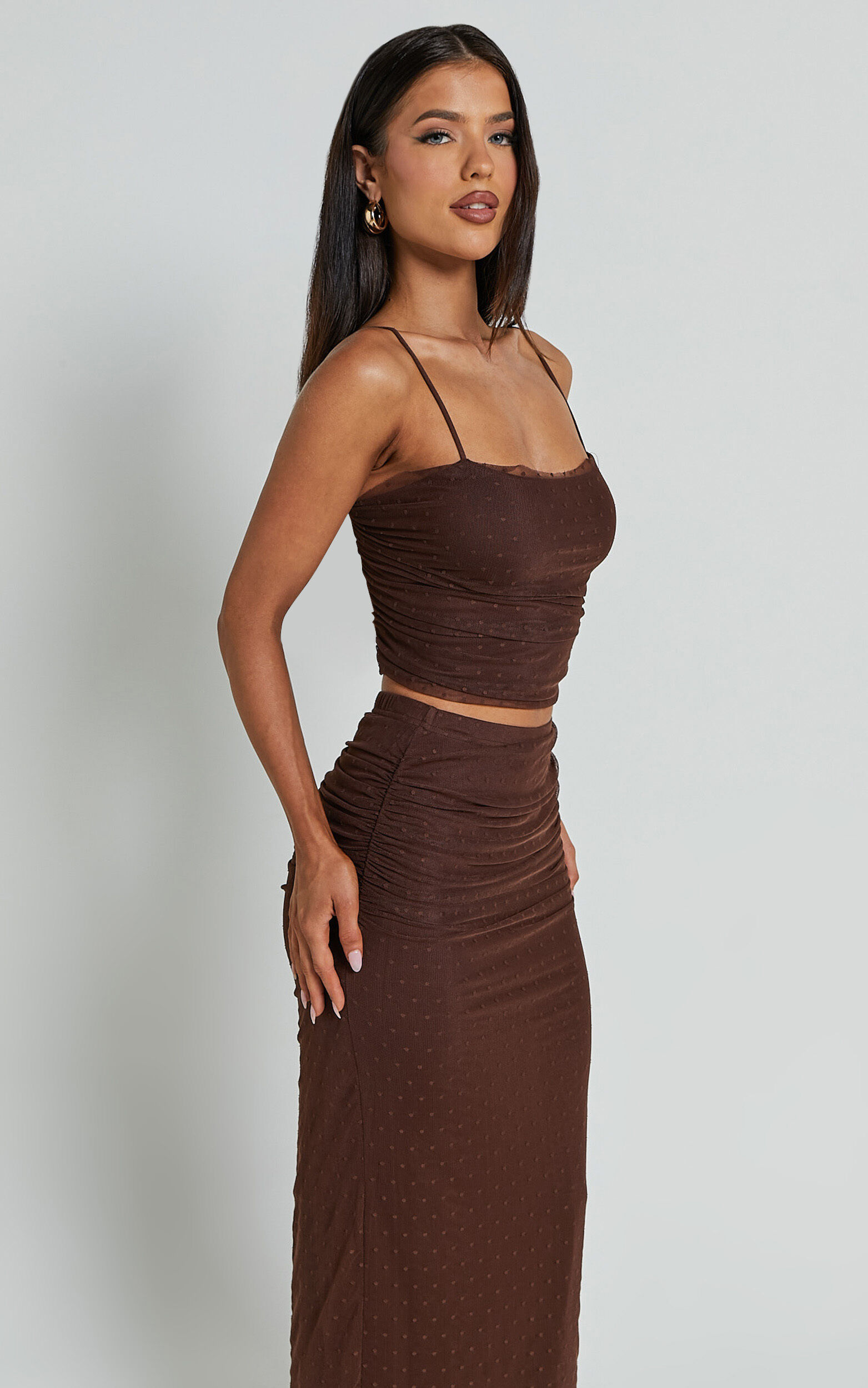 Ruched skirt two piece sales
